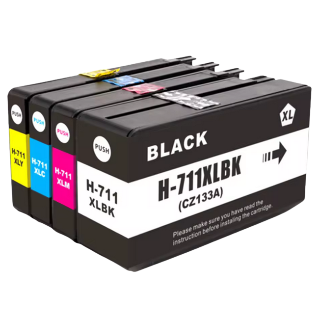 Zestaw tuszy HP 711 CMYK INQ 1x80ml 3×29 ml – zamienniki do ploterów HP DesignJet T120 / T125 / T130 / T520 / T525